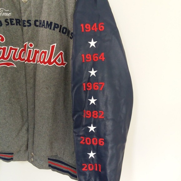St. Louis Cardinals MLB Reversible Melton Jacket XL JH Design Heathered Gray‎ - Picture 6 of 16